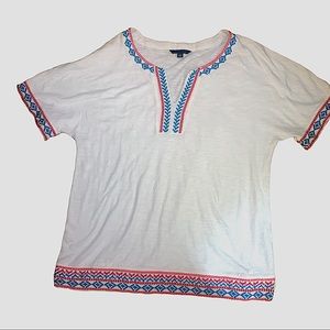 TOMMY HILFIGER EMBROIDERED BOHO SHORT SLEEVE TOP XL